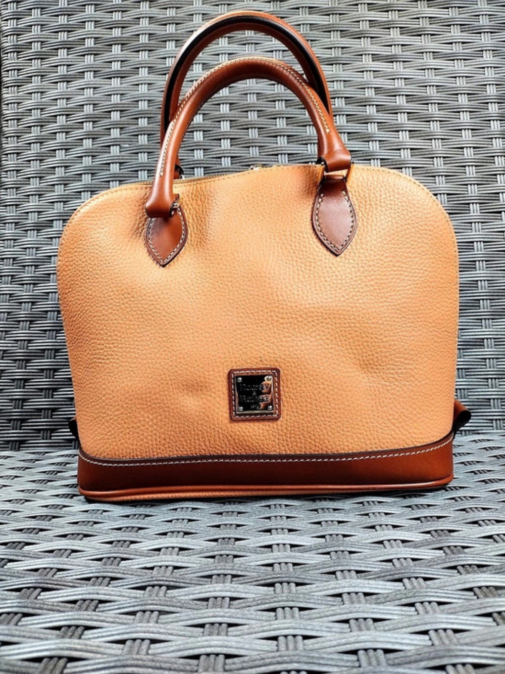 Dooney & Bourke Pebble Grain Zip Satchel Orange & Brown